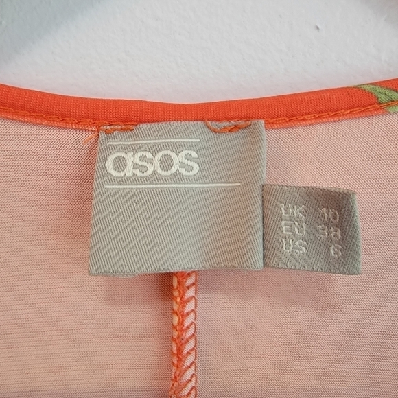 ASOS Orange Floral Short Sleeve Kimono /Robe Size 6 - Picture 8 of 8